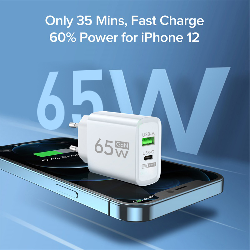 65W GaN USB C Charger Dual Por - Ac Power Supply recension och pris