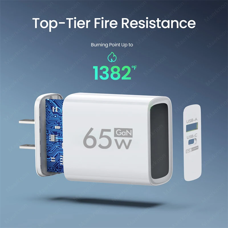 65W GaN USB C Charger Dual Por - Ac Power Supply recension och pris